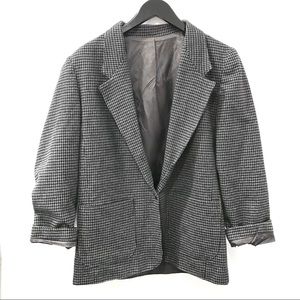 Vintage Gray Plaid Oversized Blazer